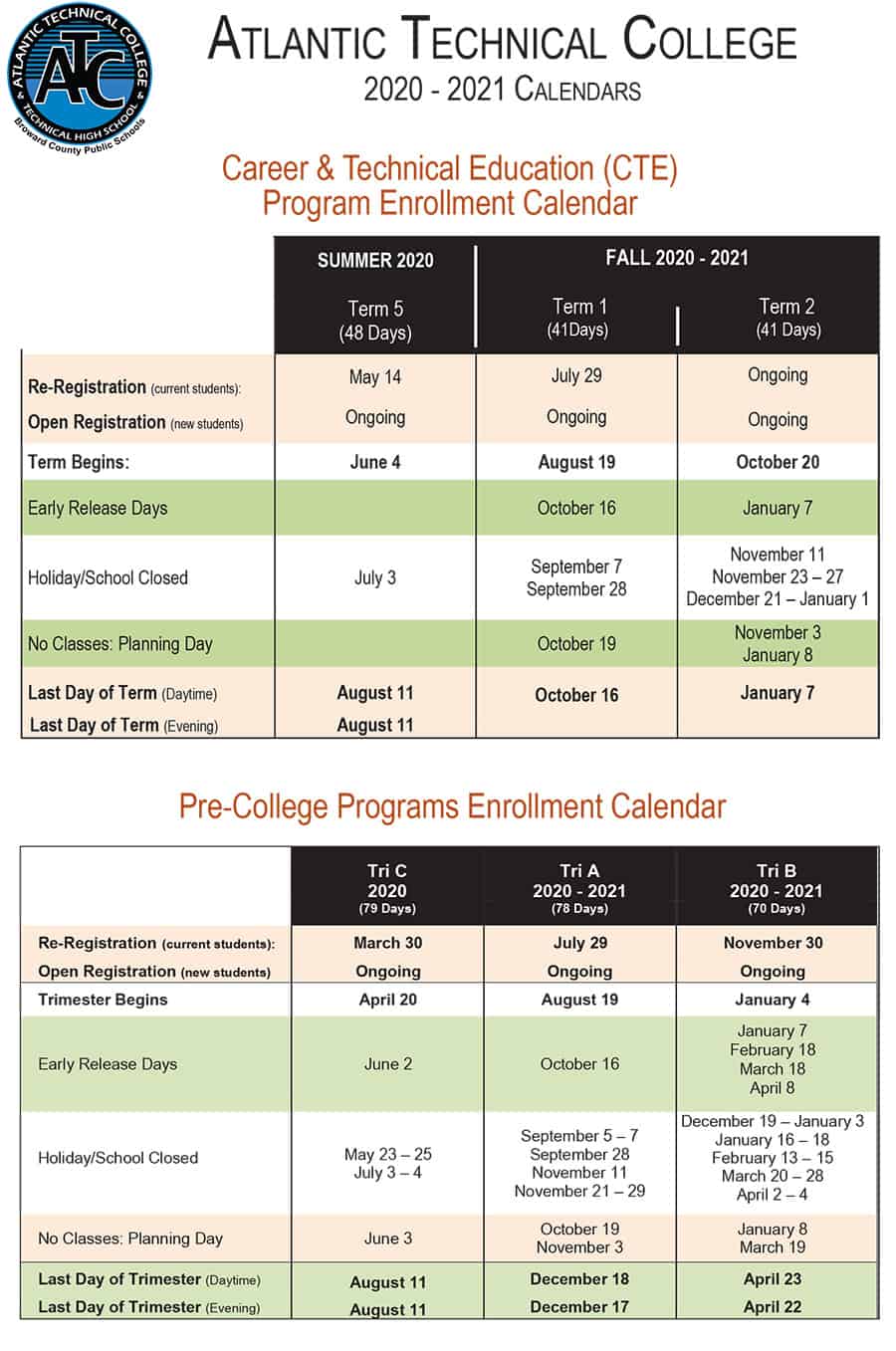 Calendars Atlantic Technical College
