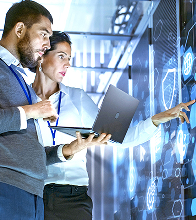 cloud computing technicians at server