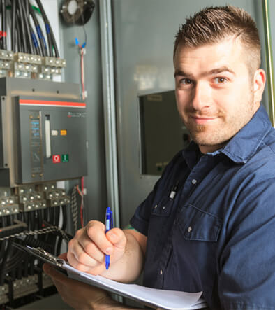 Electrician checking wiring